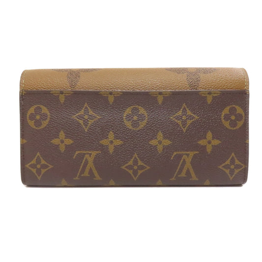 LOUIS VUITTON Long Wallet Purse M80726 Monogram Giant Brown Portefeuille Sara Women Used Authentic