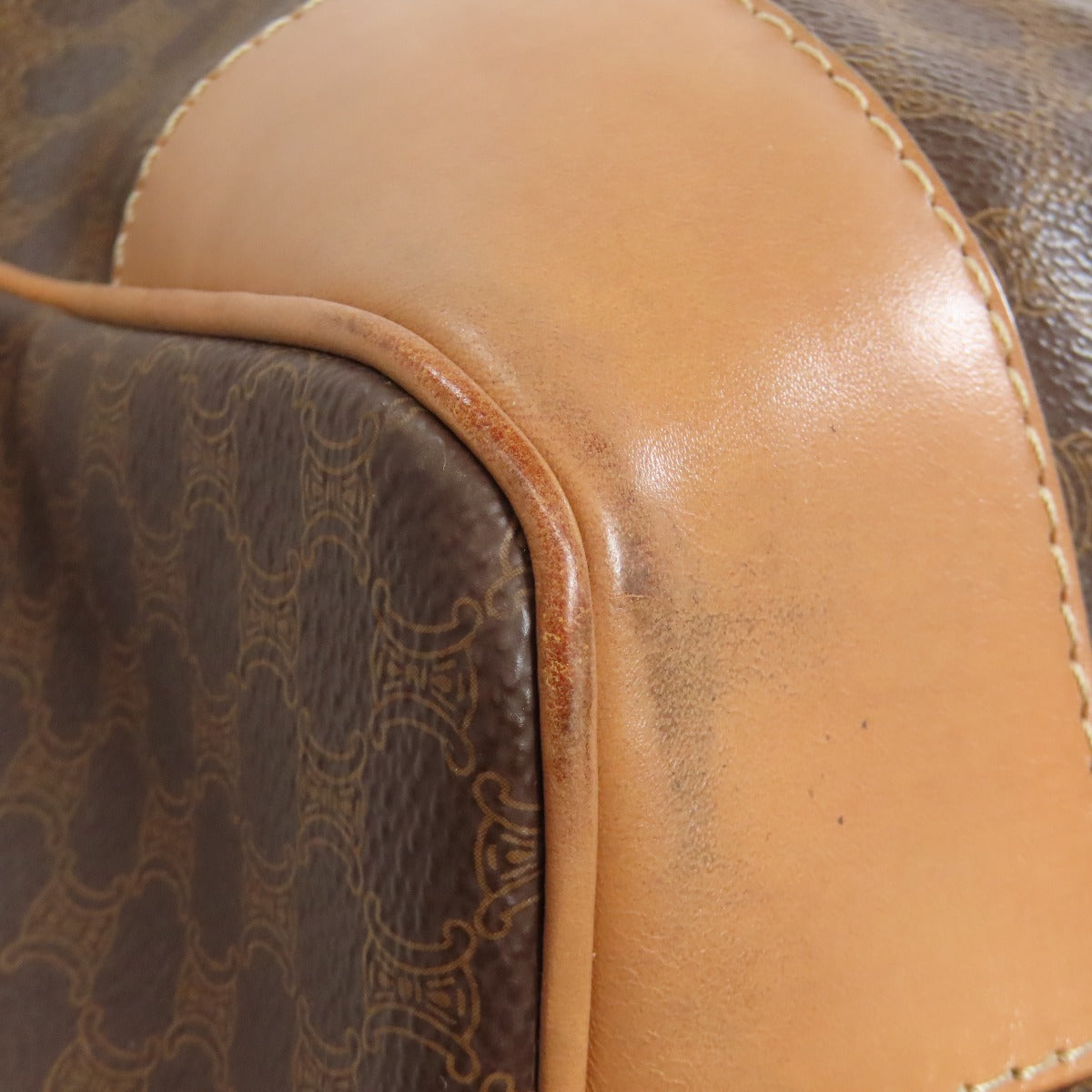 CELINE Boston Duffel bag PVC Brown Macadam Pattern Women Used Authentic