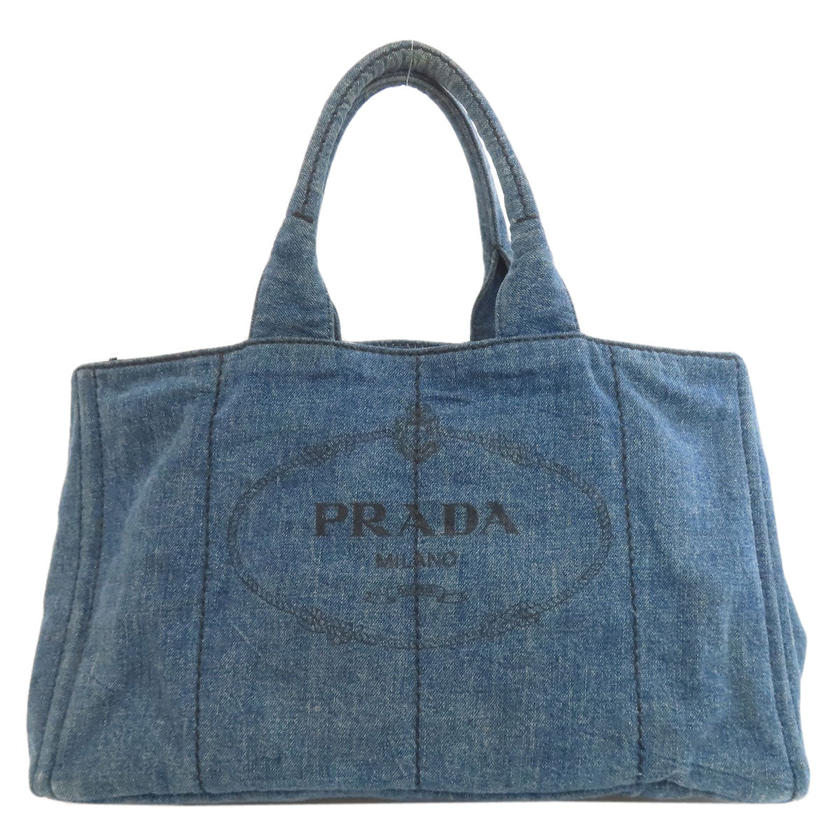 PRADA Tote Bag denim blue Canapa Women Used Authentic