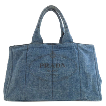 PRADA Tote Bag denim blue Canapa Women Used Authentic