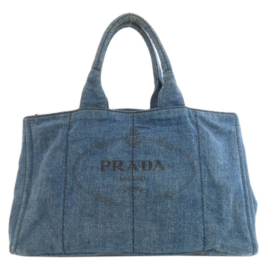 PRADA Tote Bag denim blue Canapa Women Used Authentic