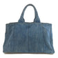 PRADA Tote Bag denim blue Canapa Women Used Authentic