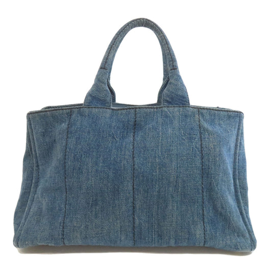 PRADA Tote Bag denim blue Canapa Women Used Authentic