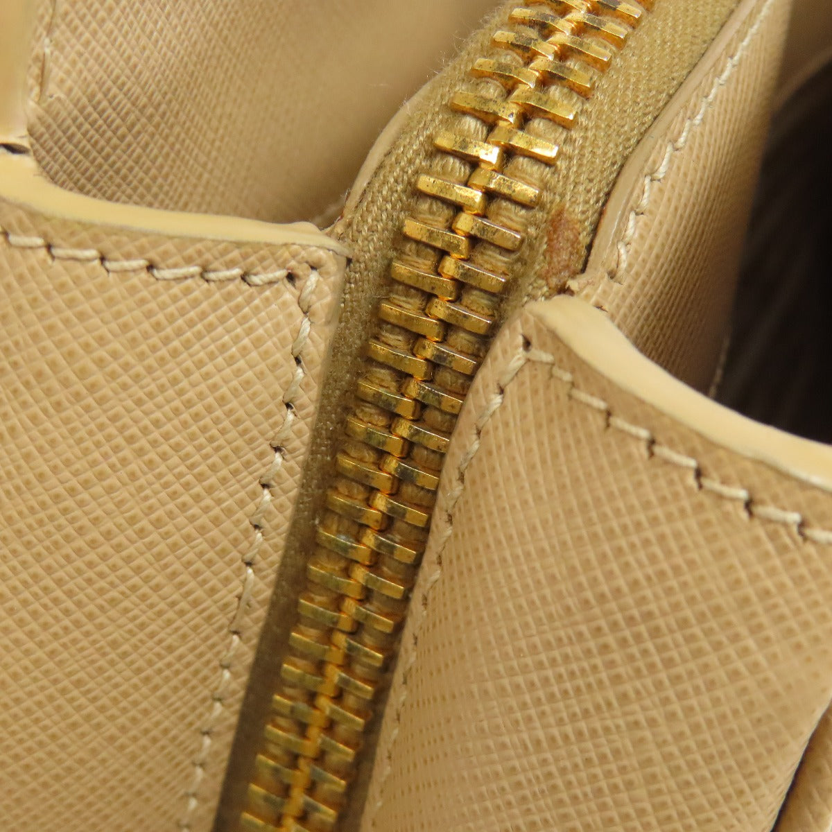 PRADA Tote Bag BN2412 Safiano beige logoMetal