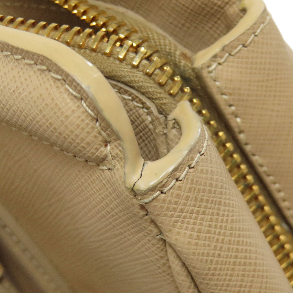 PRADA Tote Bag BN2412 Safiano beige logoMetal