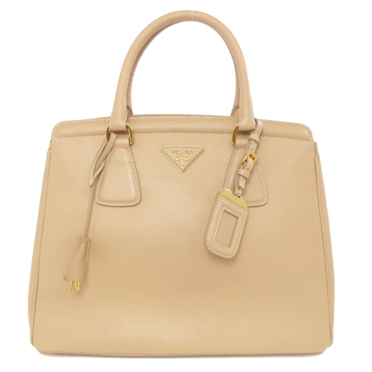 PRADA Tote Bag BN2412 Safiano beige logoMetal