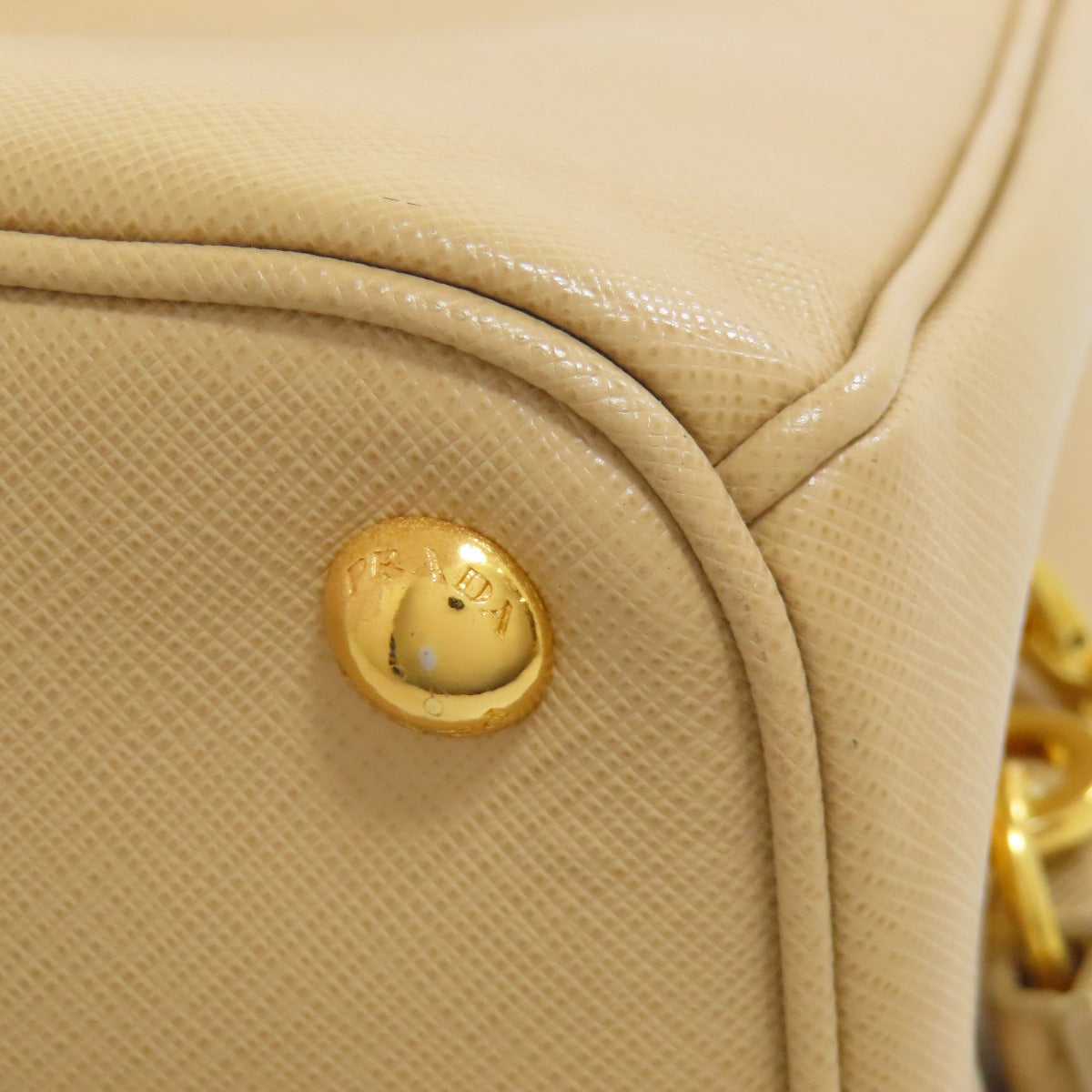 PRADA Tote Bag BN2412 Safiano beige logoMetal