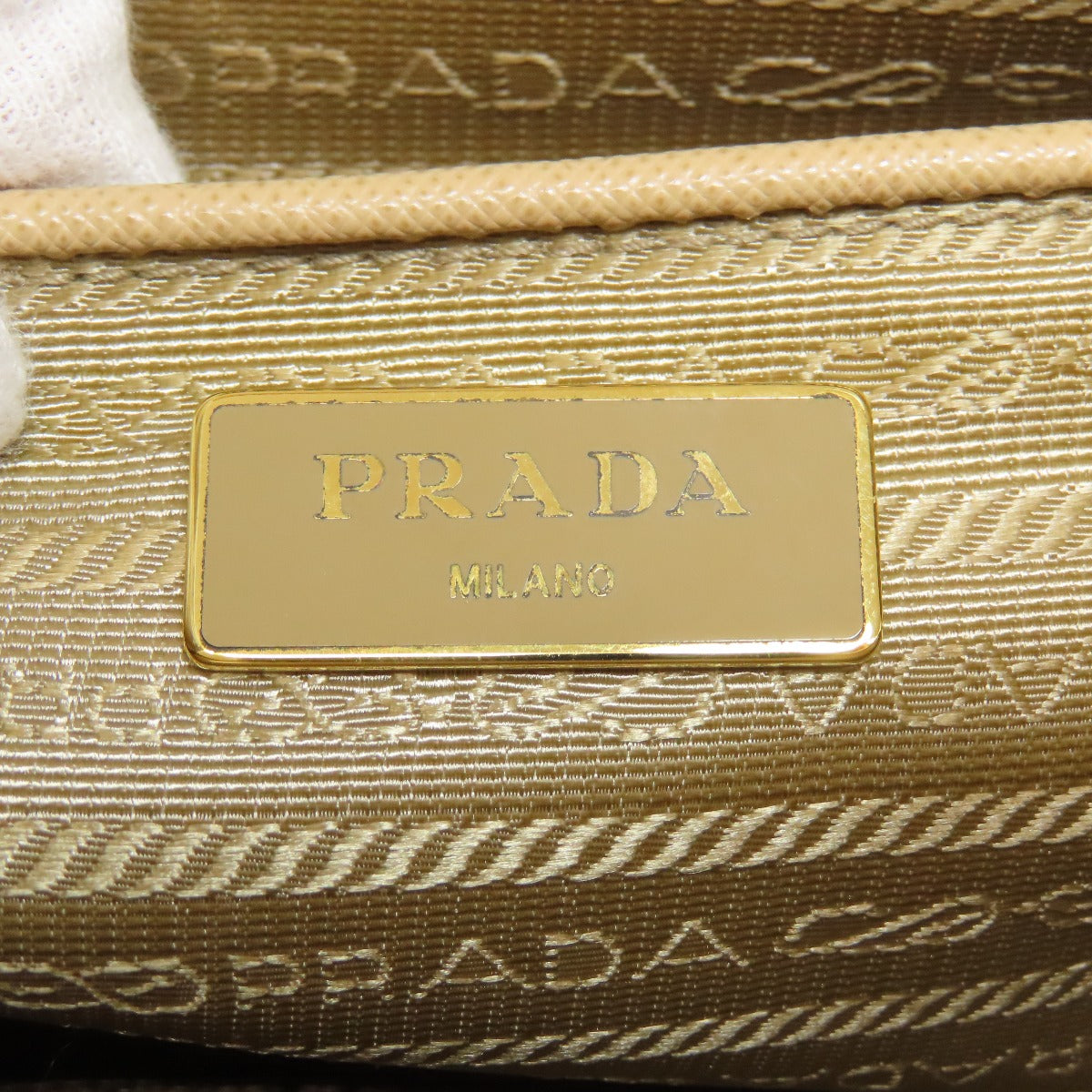 PRADA Tote Bag BN2412 Safiano beige logoMetal