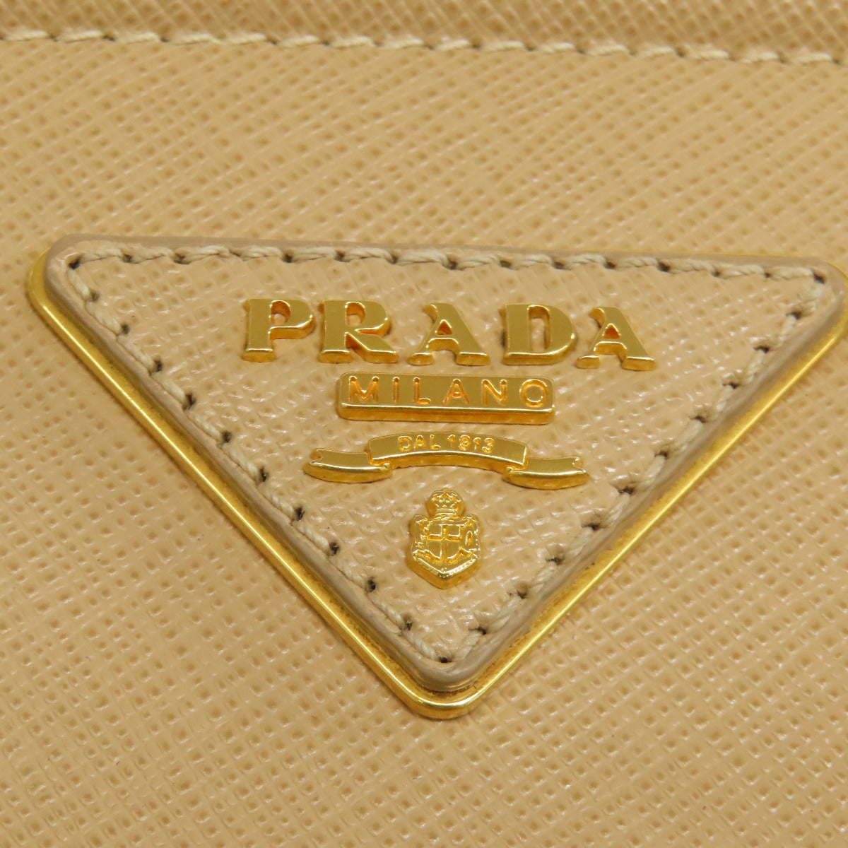 PRADA Tote Bag BN2412 Safiano beige logoMetal