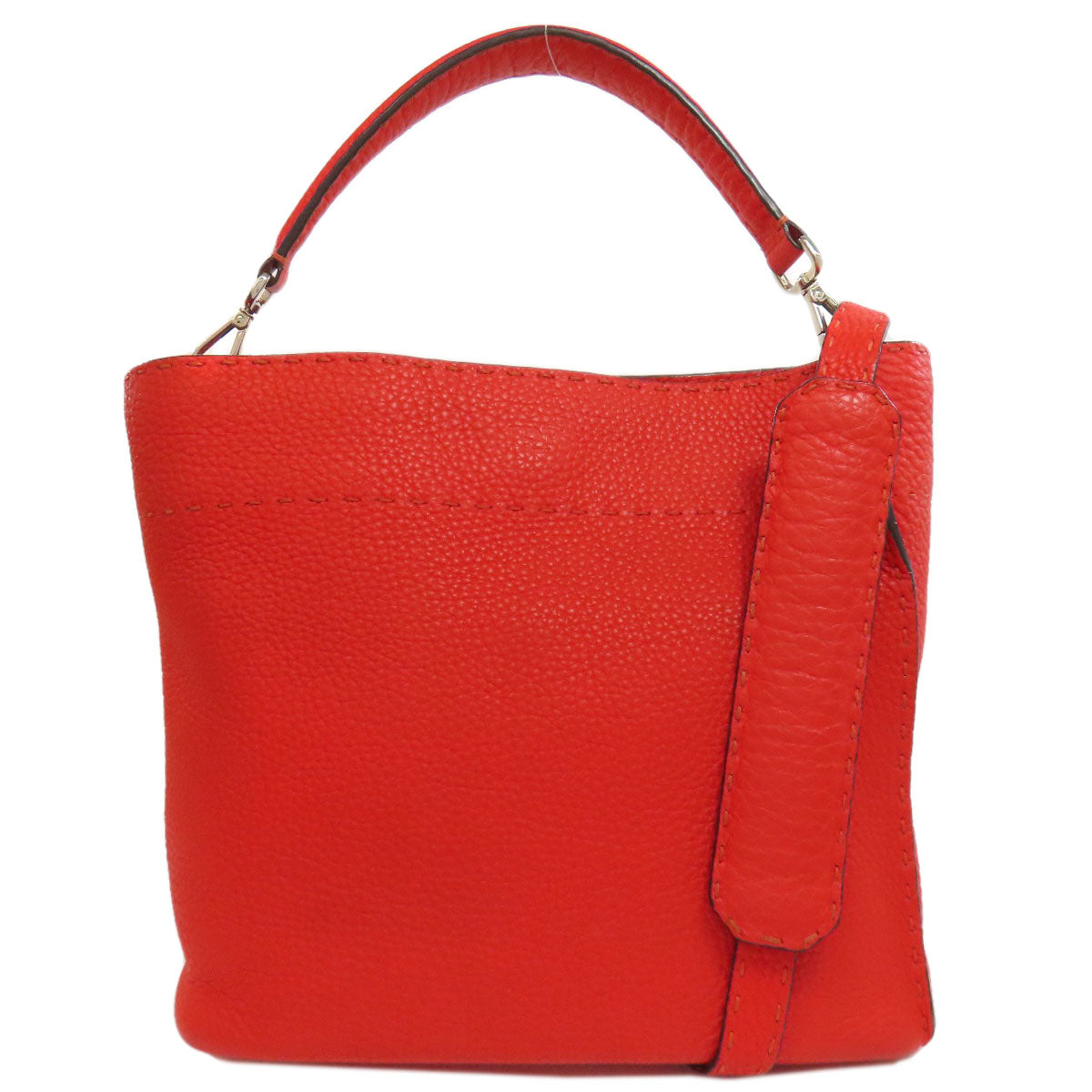 FENDI Handbag Calfskin Red Seleria 2WAY Women Used Authentic