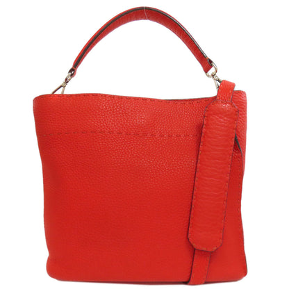 FENDI Handbag Calfskin Red Seleria 2WAY Women Used Authentic