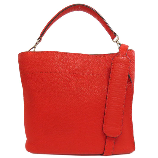 FENDI Handbag Calfskin Red Seleria 2WAY Women Used Authentic