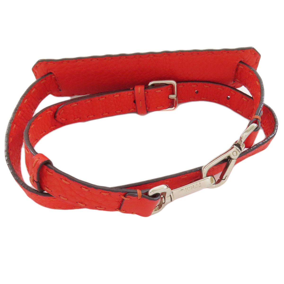FENDI Handbag Calfskin Red Seleria 2WAY Women Used Authentic