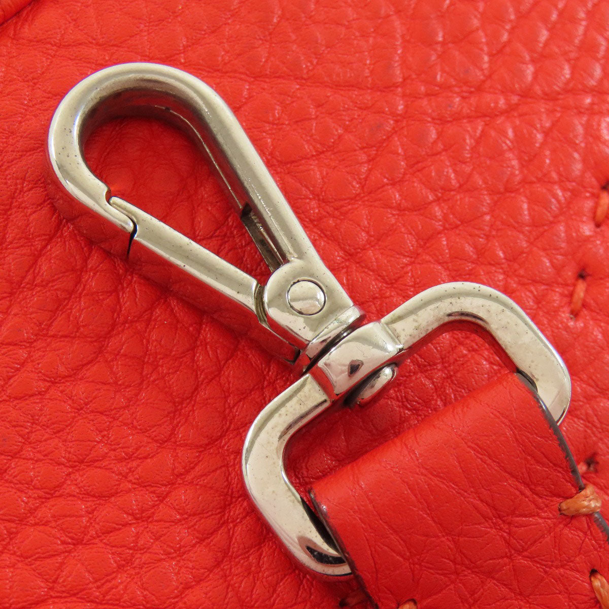 FENDI Handbag Calfskin Red Seleria 2WAY Women Used Authentic