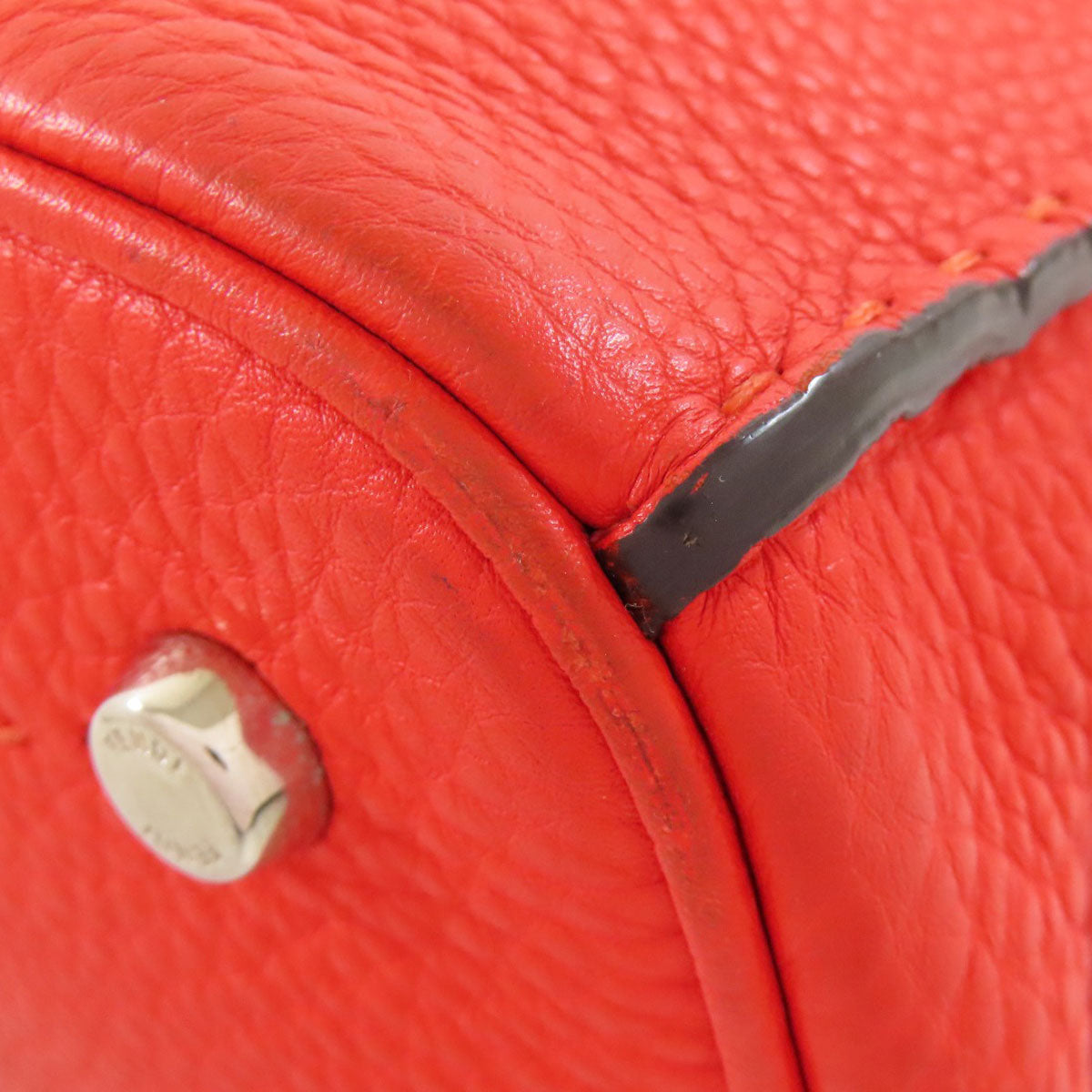 FENDI Handbag Calfskin Red Seleria 2WAY Women Used Authentic