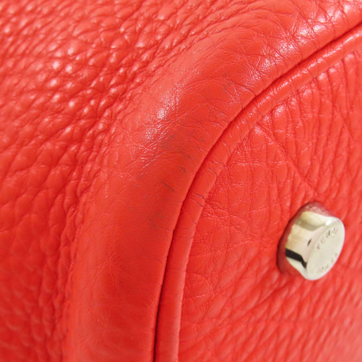 FENDI Handbag Calfskin Red Seleria 2WAY Women Used Authentic