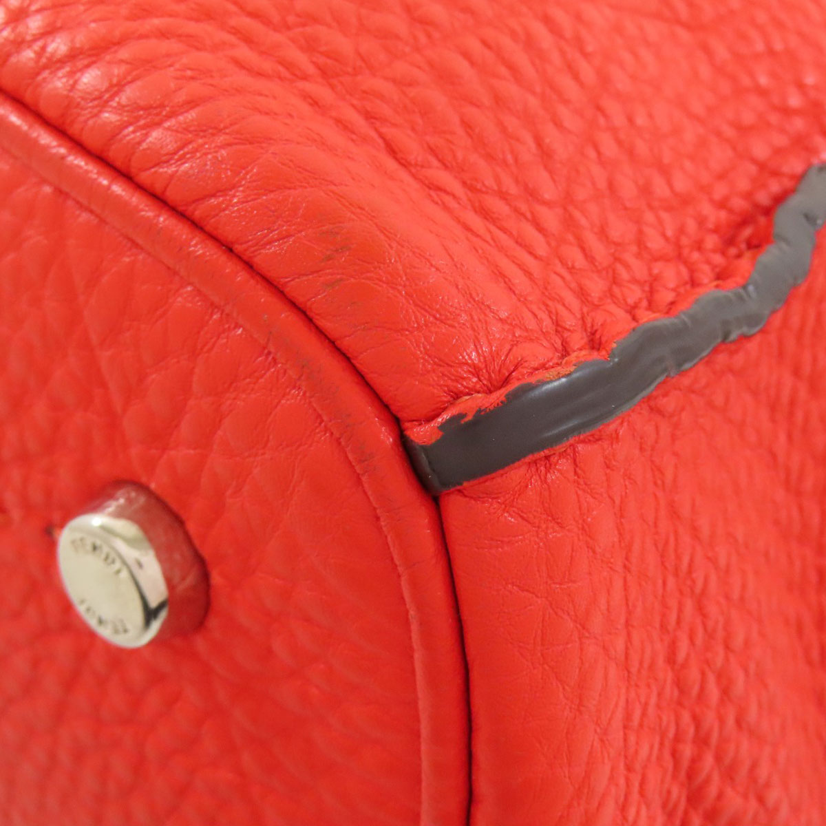 FENDI Handbag Calfskin Red Seleria 2WAY Women Used Authentic