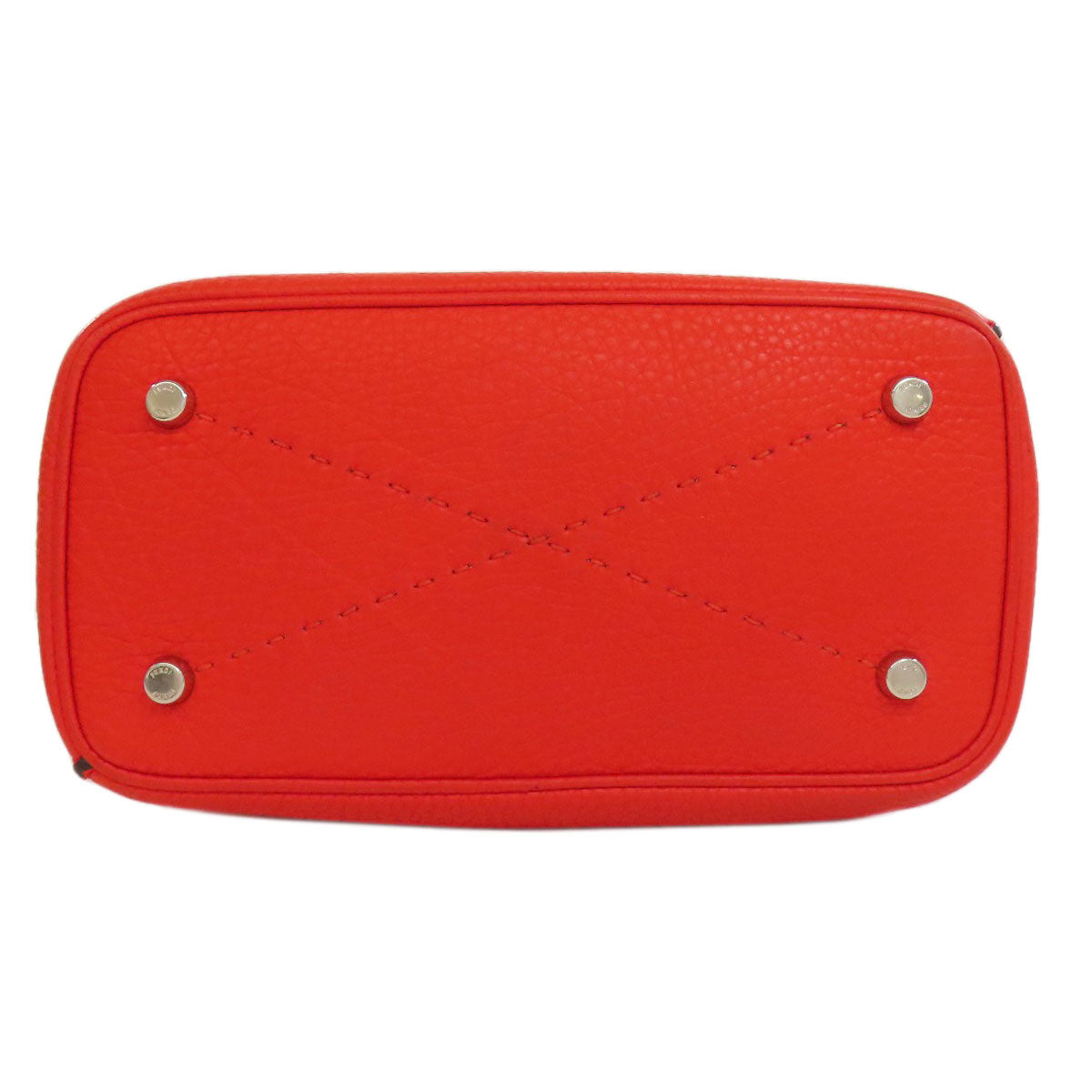 FENDI Handbag Calfskin Red Seleria 2WAY Women Used Authentic