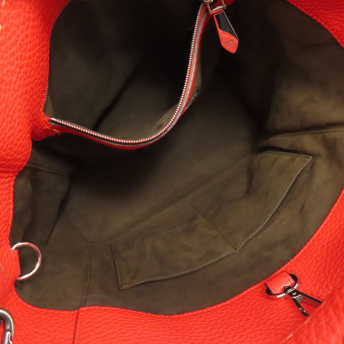 FENDI Handbag Calfskin Red Seleria 2WAY Women Used Authentic