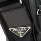 PRADA Shoulder Bag Nylon black logoMetal Women Used Authentic