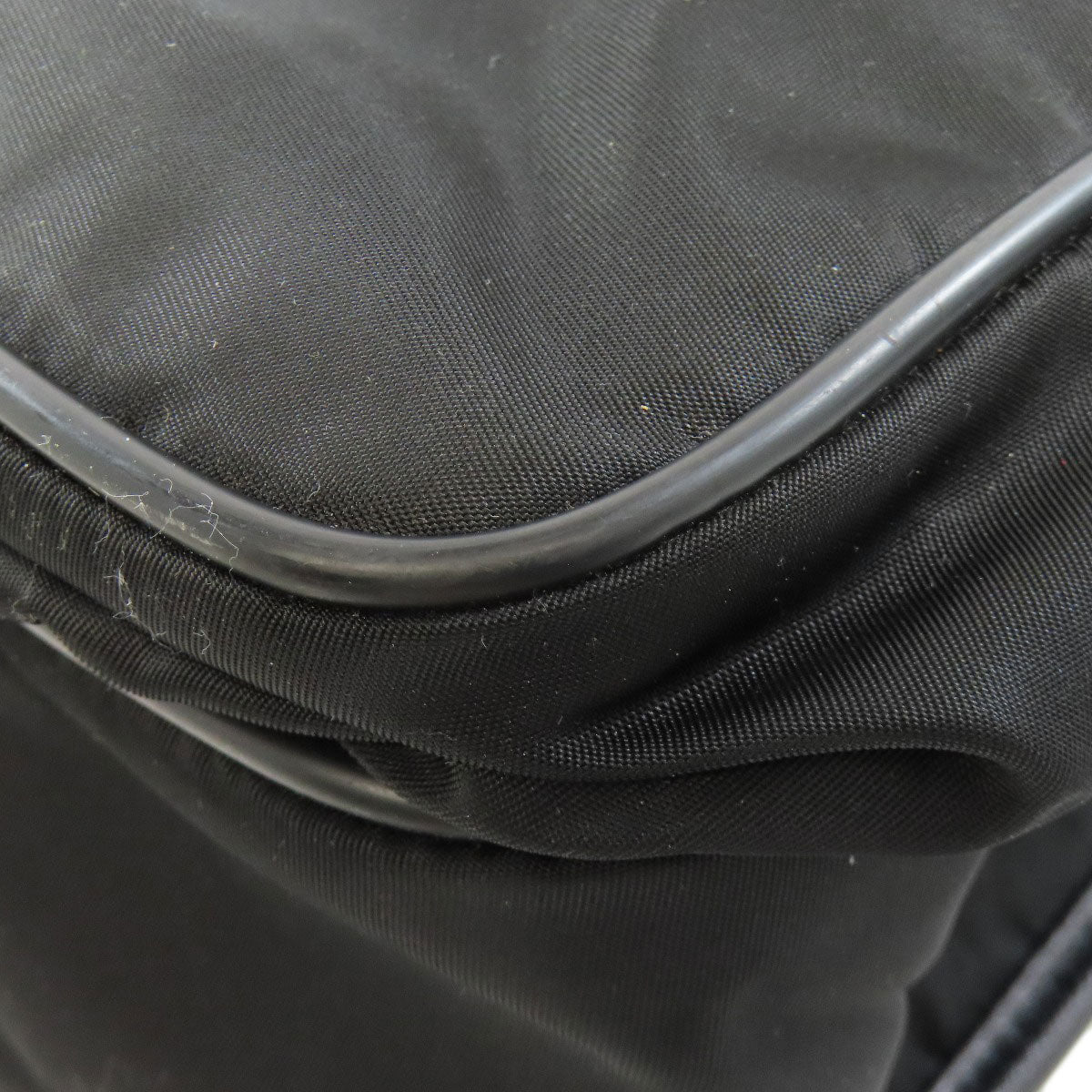 PRADA Shoulder Bag Nylon black logoMetal Women Used Authentic