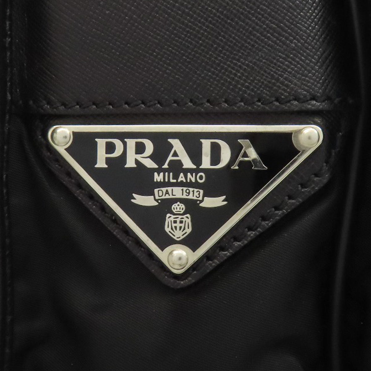 PRADA Shoulder Bag Nylon black logoMetal Women Used Authentic