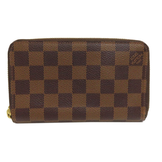 LOUIS VUITTON Long Wallet Purse N60028 Damier canvas Brown Zippy Compact Wallet