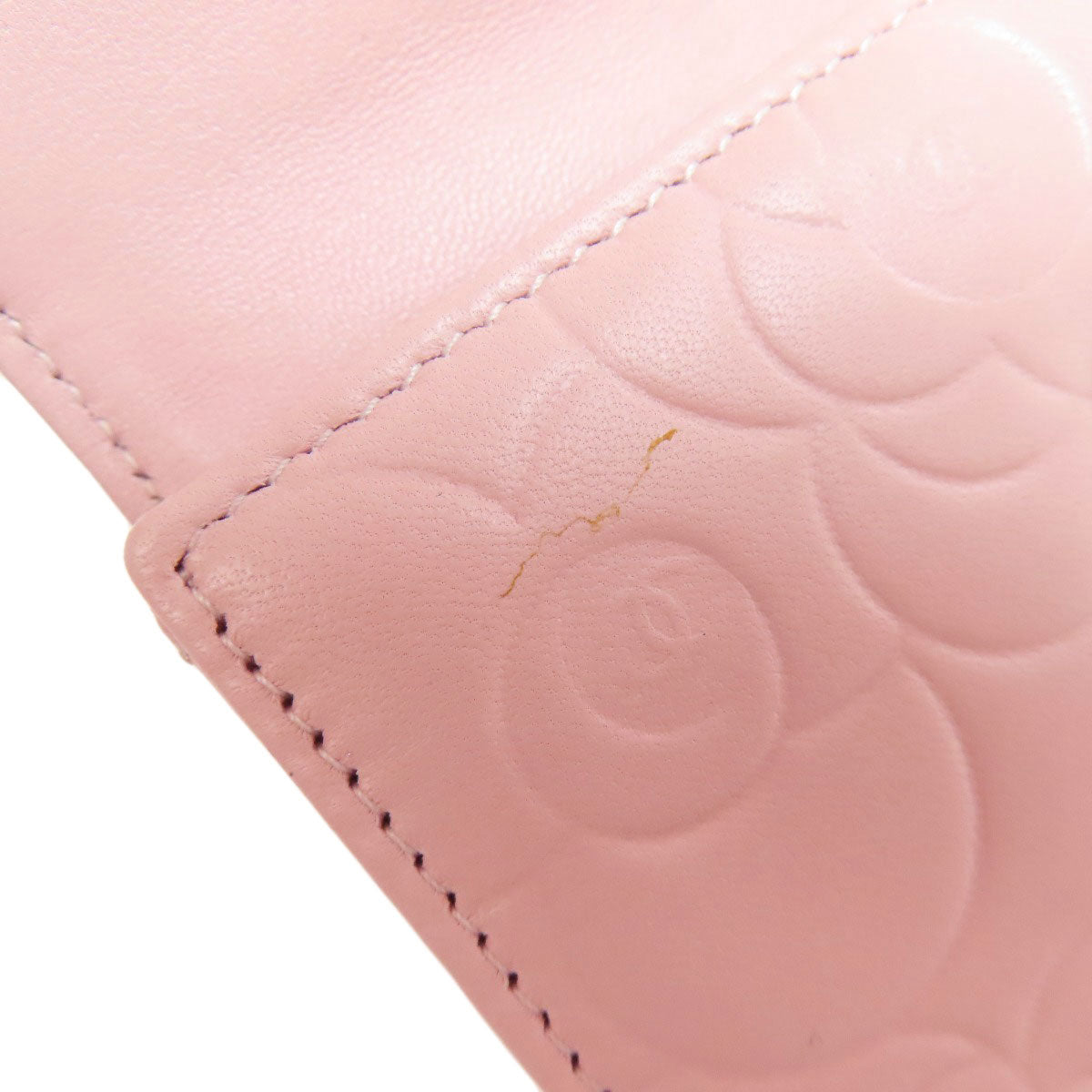 CHANEL Bifold Wallet Calfskin pink Camellia COCO Mark SilverMetal