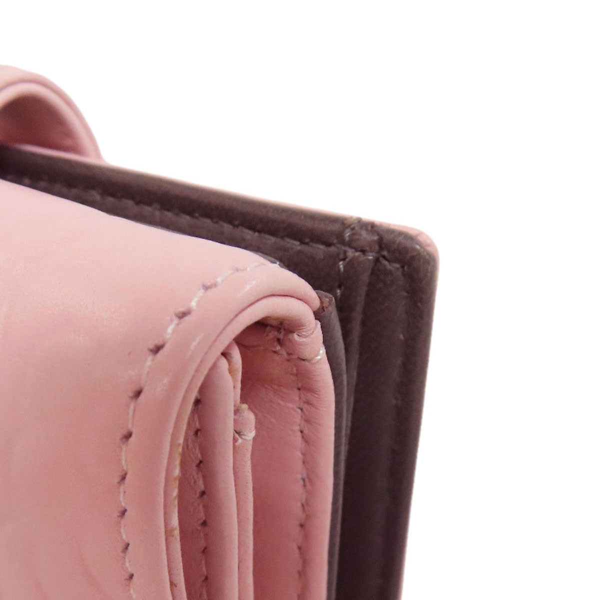 CHANEL Bifold Wallet Calfskin pink Camellia COCO Mark SilverMetal