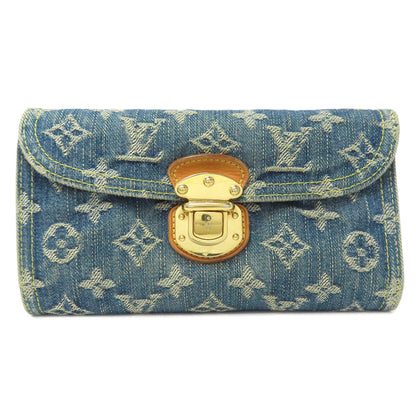 LOUIS VUITTON Long Wallet Purse M95511 denim blue Portefeuille Amelia Women Used Authentic