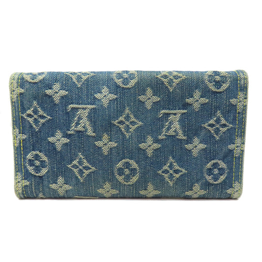 LOUIS VUITTON Long Wallet Purse M95511 denim blue Portefeuille Amelia Women Used Authentic