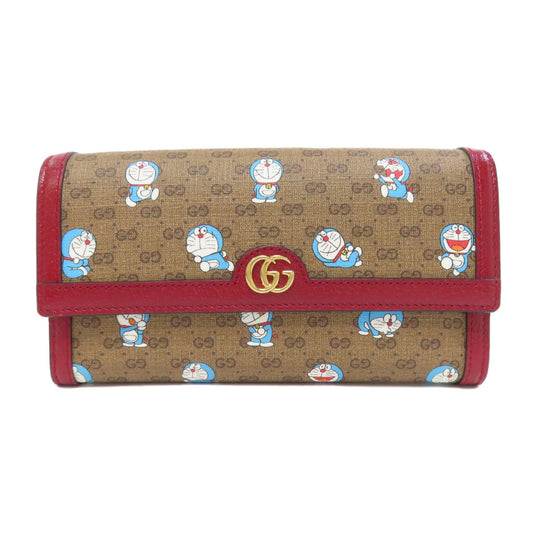 GUCCI Long Wallet Purse 647786 PVC Brown Doraemon collaboration Women Used Authentic