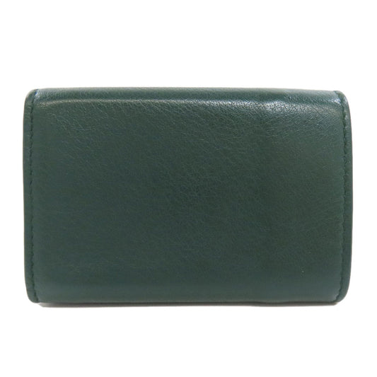 BALENCIAGA Bifold Wallet 391446 leather green Compact Wallet Tri-fold Wallet Women Used Authentic