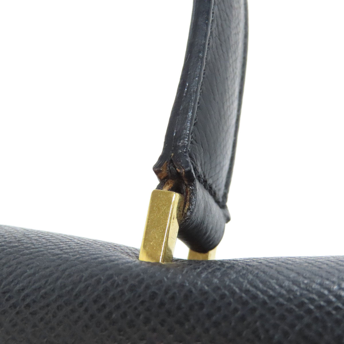 CELINE Handbag leather black logo Women Used Authentic