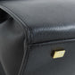 CELINE Handbag leather black logo Women Used Authentic