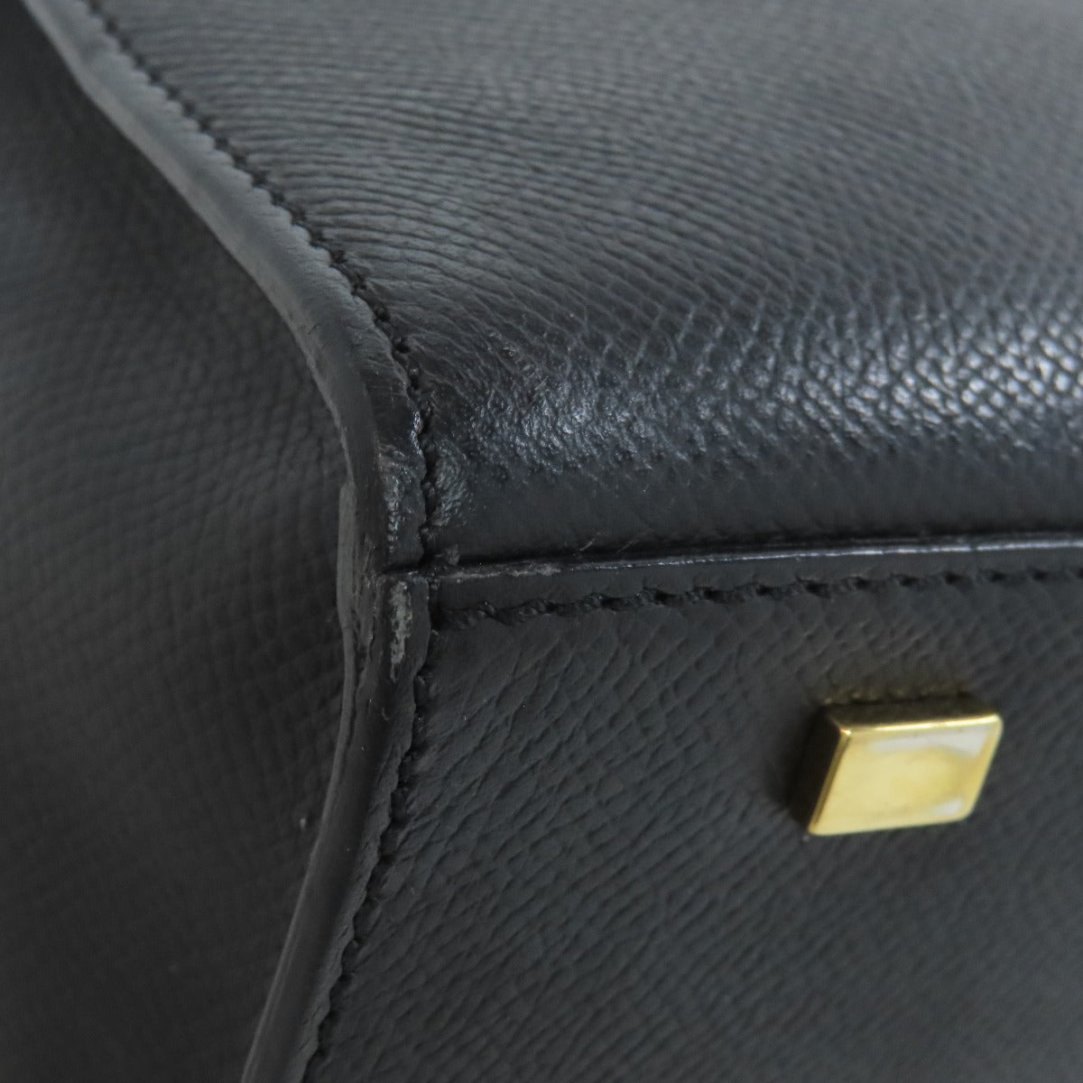 CELINE Handbag leather black logo Women Used Authentic
