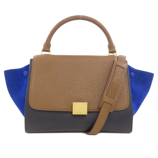 CELINE Handbag Calfskin Brown Trapeze 2WAY