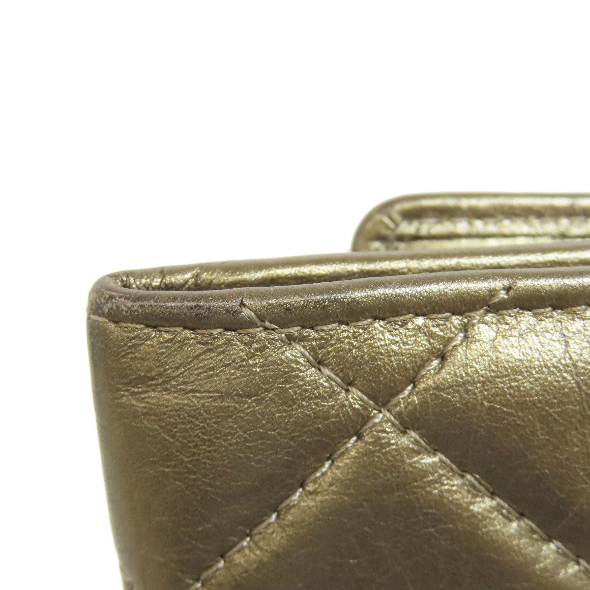 CHANEL Bifold Wallet Calfskin gold Cambon Line SilverMetal