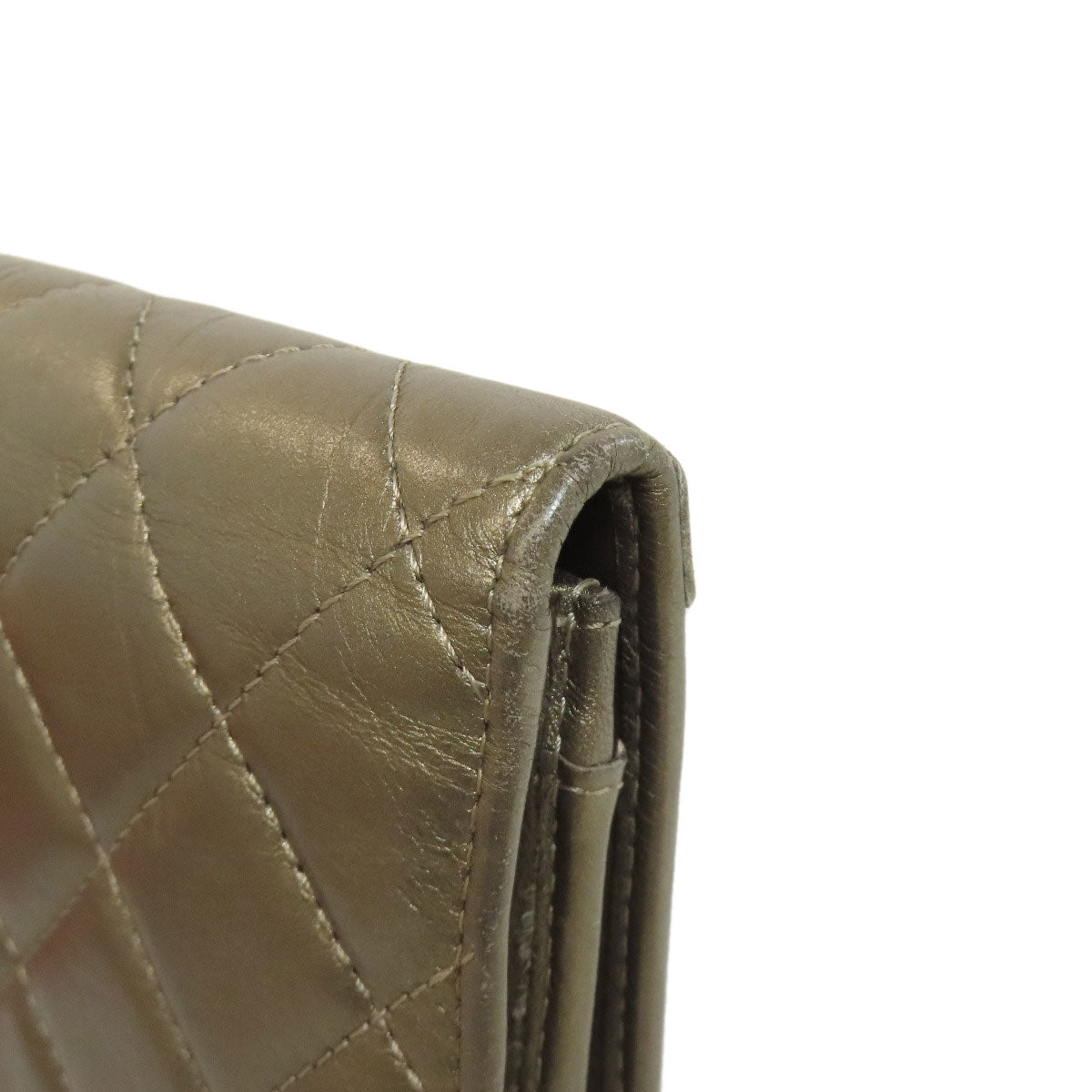 CHANEL Bifold Wallet Calfskin gold Cambon Line SilverMetal