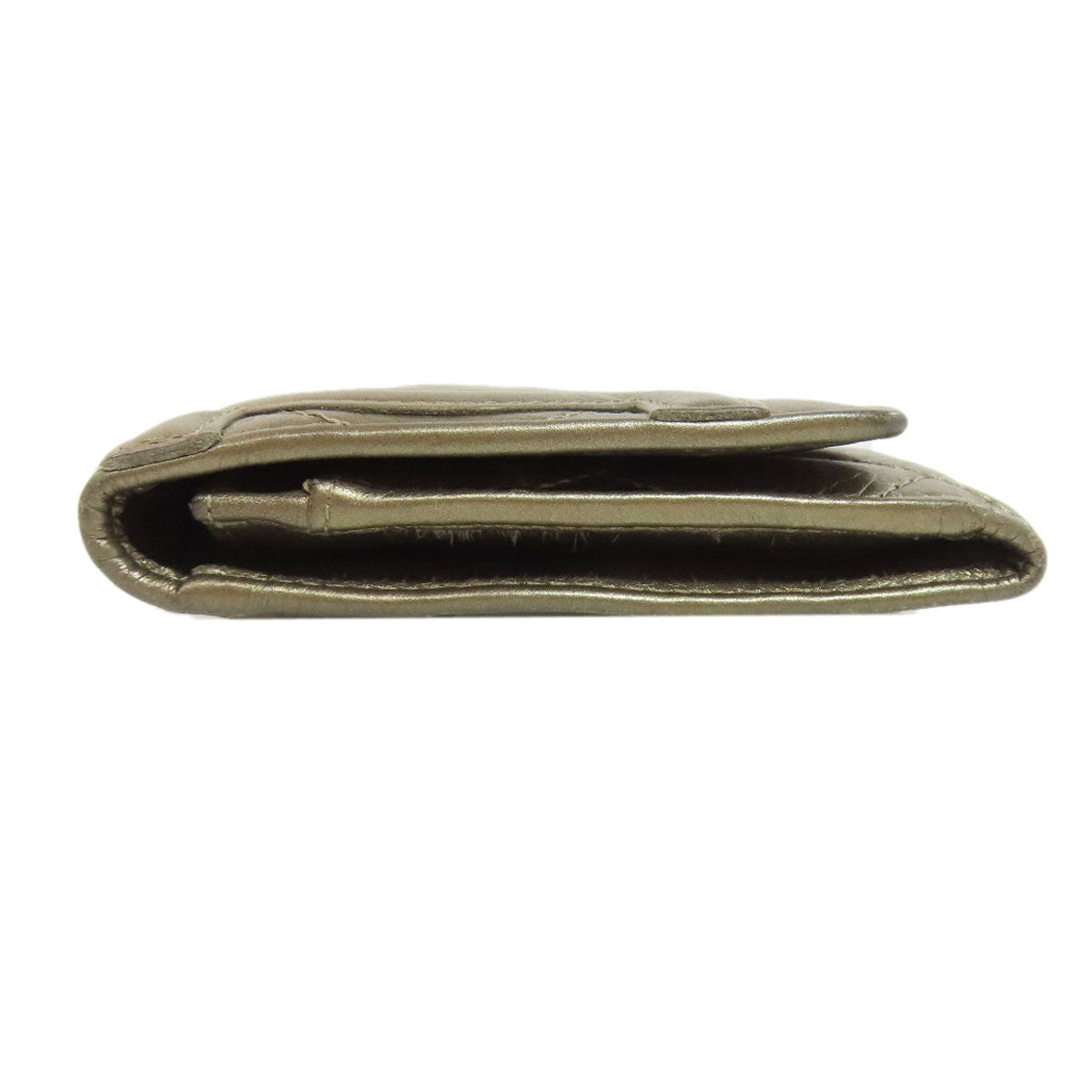 CHANEL Bifold Wallet Calfskin gold Cambon Line SilverMetal