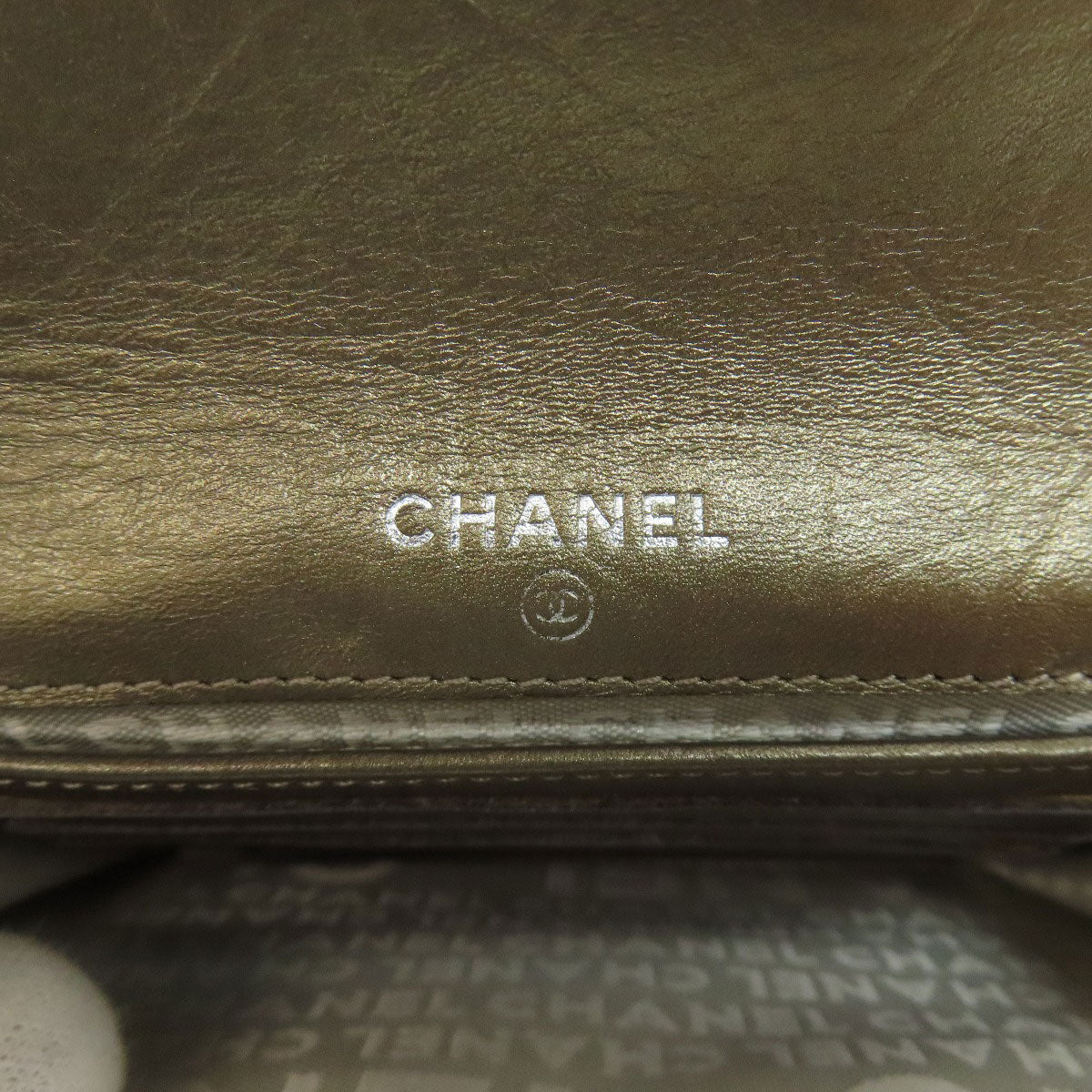 CHANEL Bifold Wallet Calfskin gold Cambon Line SilverMetal
