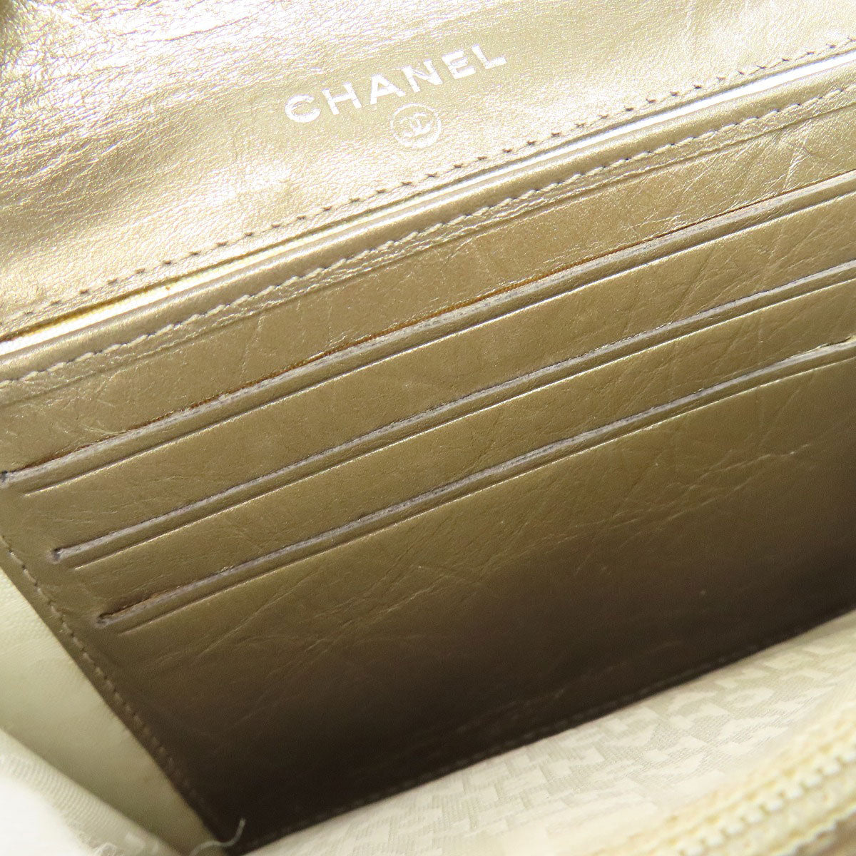 CHANEL Bifold Wallet Calfskin gold Cambon Line SilverMetal