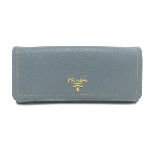 PRADA Long Wallet Purse leather blue logo