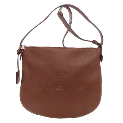 LOEWE Shoulder Bag Calfskin Brown logo Women Used Authentic