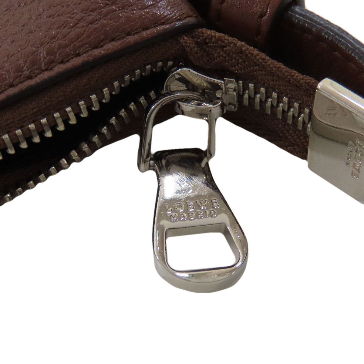 LOEWE Shoulder Bag Calfskin Brown logo Women Used Authentic