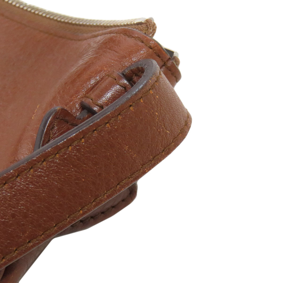 LOEWE Shoulder Bag Calfskin Brown logo Women Used Authentic
