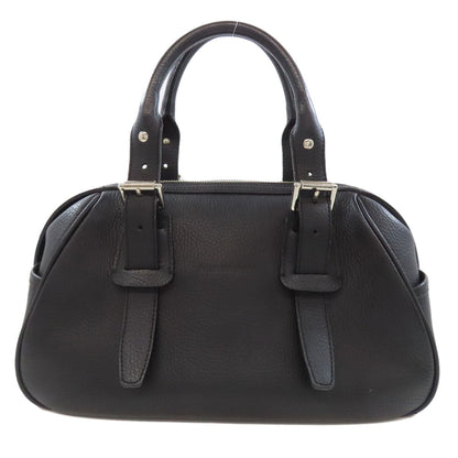 BURBERRY Handbag leather black logo Women Used Authentic