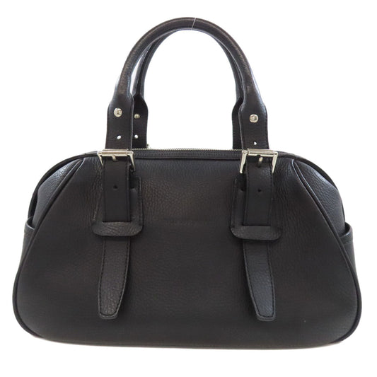 BURBERRY Handbag leather black logo Women Used Authentic