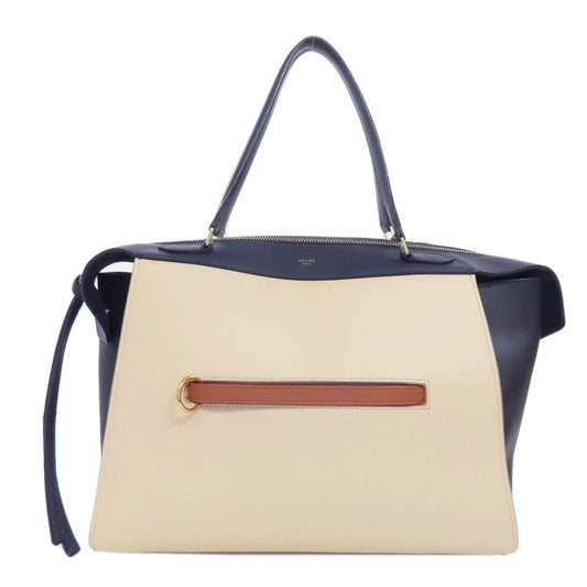 CELINE Tote Bag leather white Ring bag