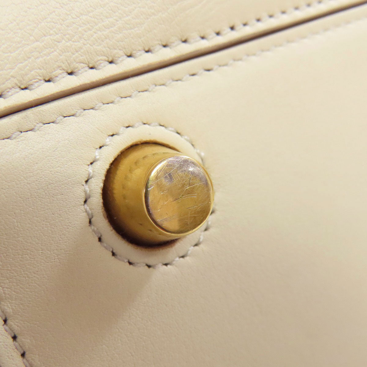 CELINE Tote Bag leather white Ring bag
